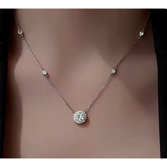1CT MOISSANITE STERLING SPARKLING NECKLACE! GRA CERTIFIED CERTIFICATE! GORGEOUS!